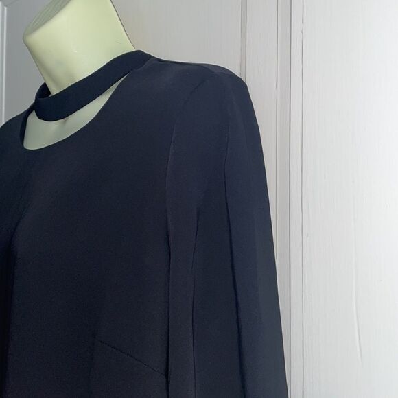 Chico’s black polyester blouse with bell sleeves & half moon cutout at neck - Picture 4 of 10